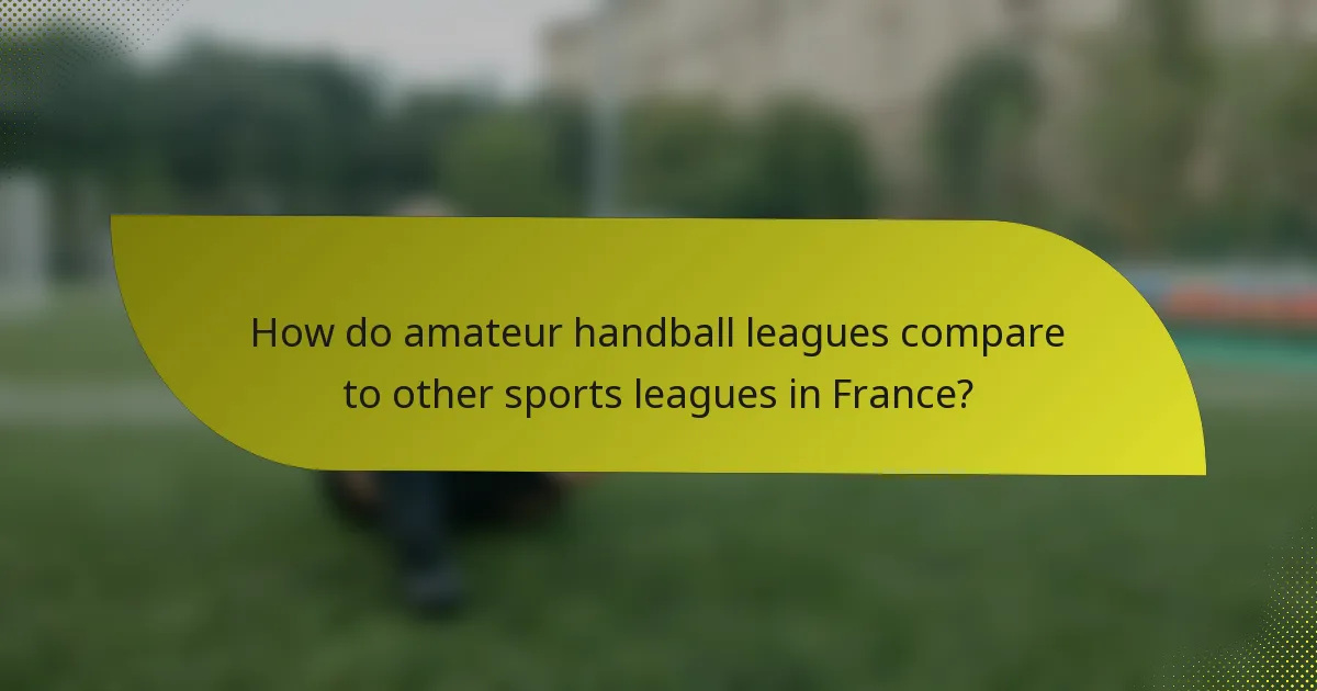 How do amateur handball leagues compare to other sports leagues in France?