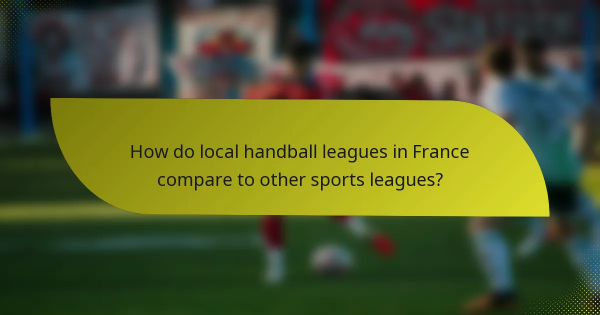 How do local handball leagues in France compare to other sports leagues?