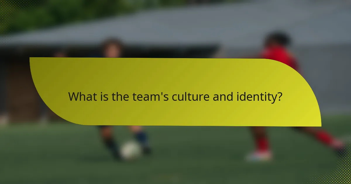 What is the team's culture and identity?